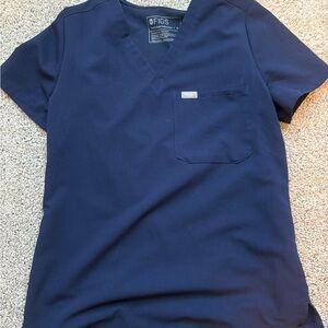 Figs Navy Blue V-Neck Scrub Top and High waisted Joggers - size small
